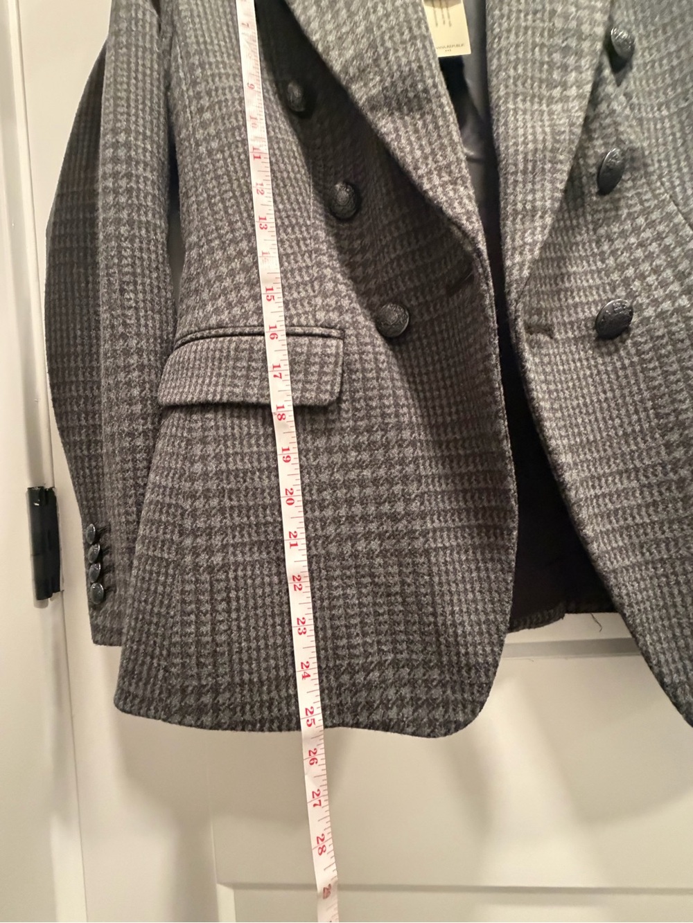 NWT Banana Republic Glen Plaid Double Breasted Blazer Gray Houndstooth Petite 2P - Picture 5 of 5